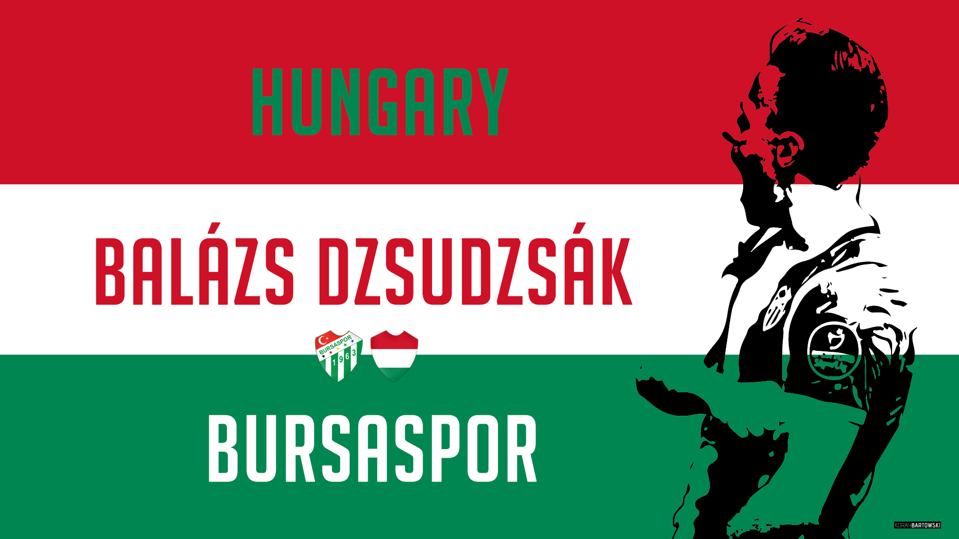 Wallpaper, Balazs Dzsudzsak, Bursaspor, soccer clubs, Hungary, flag 1920x1080