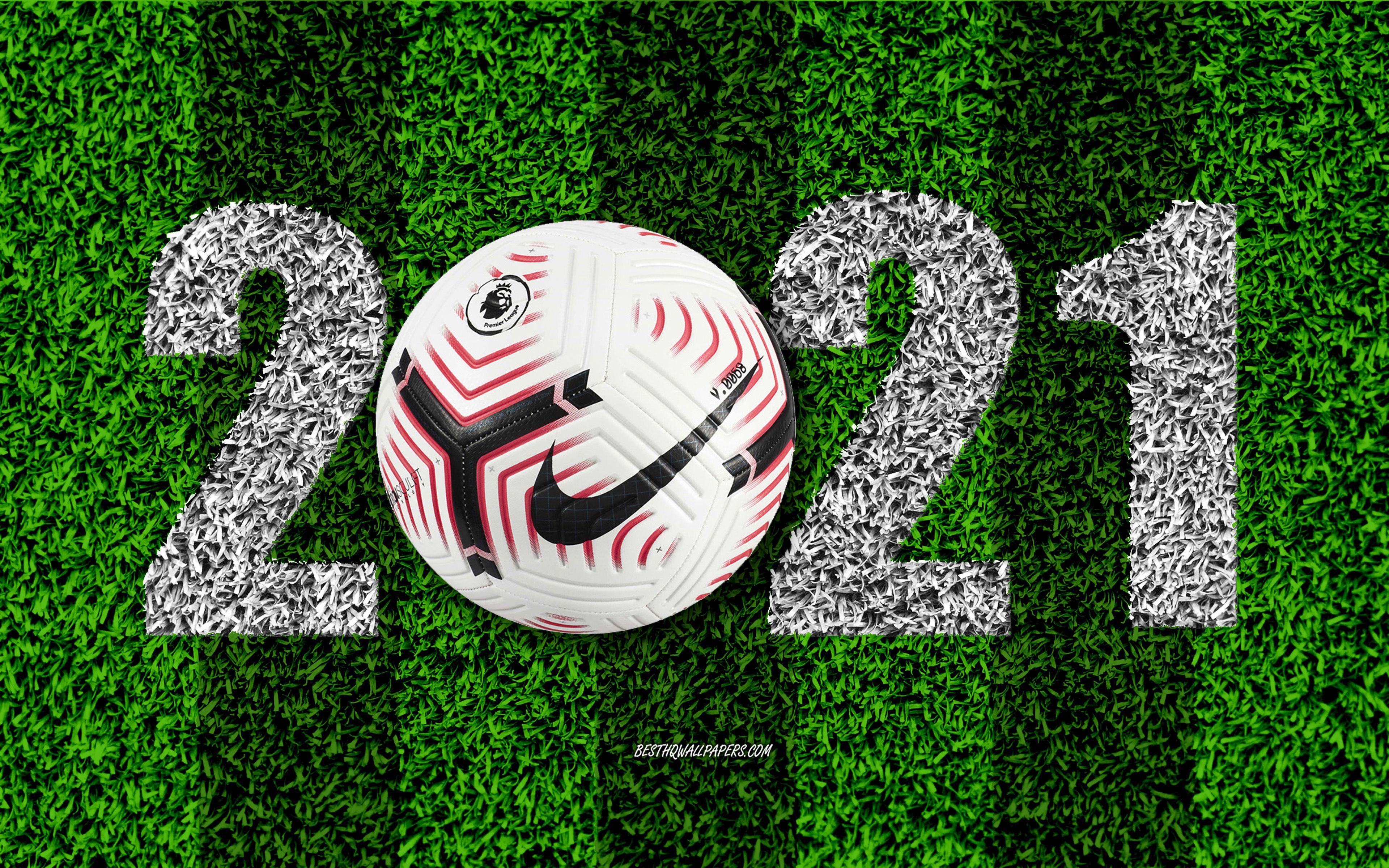 Download wallpaper Premier League football field, 2021 New Year, 2021 Premier League official ball, Nike Aerowsculpt England, football, 2021 concepts, Premier League for desktop with resolution 3840x2400. High Quality HD picture wallpaper