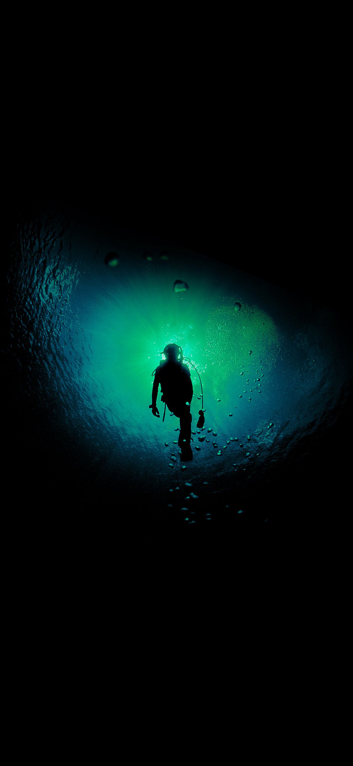Deep blue dark ocean dive iPhone X Wallpaper Free Download