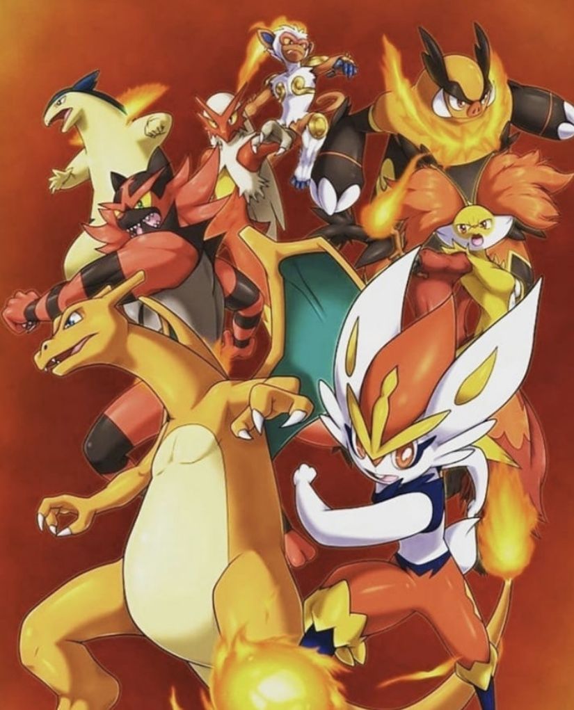 Art By Yuuyatails All generations final evolutions starter Pokémon fan art charizard Cinderace incine. Cool pokemon wallpaper, Pokemon firered, Pokemon charizard