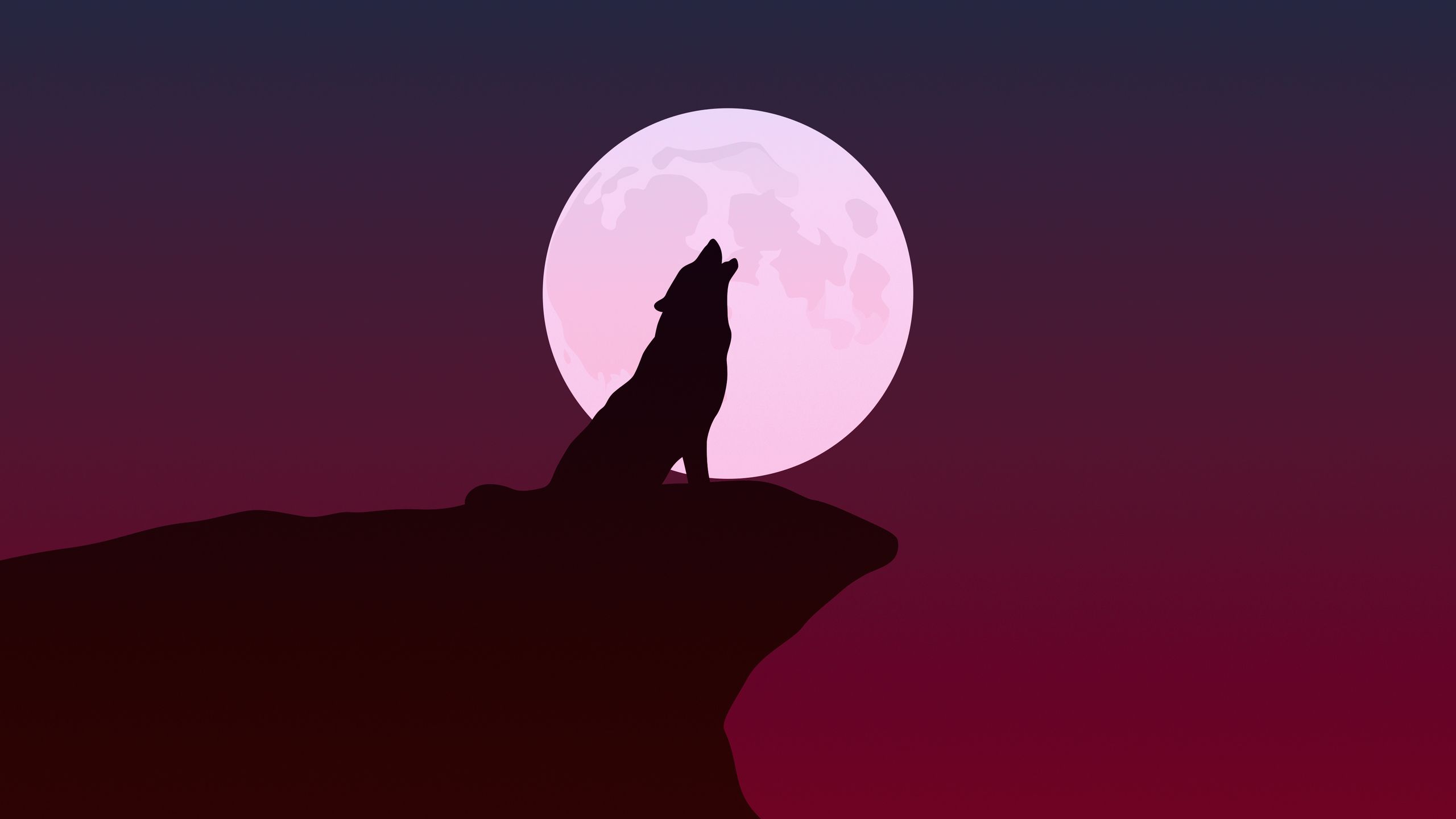 Howling Wolf Minimalist 4k 1440P Resolution HD 4k Wallpaper, Image, Background, Photo and Picture