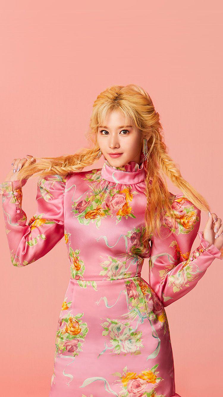 Twice Sana Girl Orange Pink Japanese Kpop Wallpaper