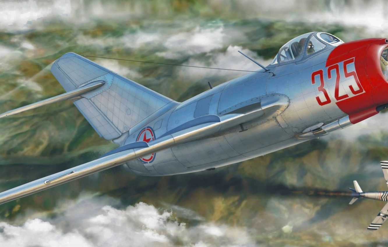 Wallpaper War, Art, Airplane, Painting, Aviation, Jet, Mikoyan Gurevich MiG For Desktop, Section авиация