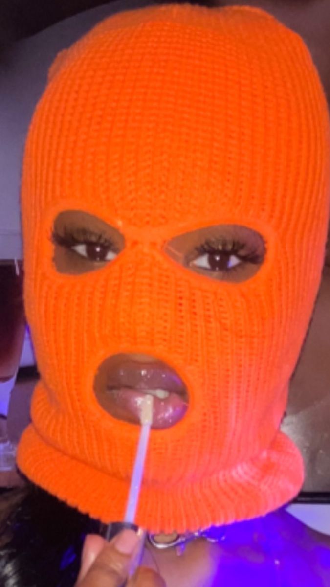 Chyna Godiva. Orange ski mask girl aesthetic, Ski mask, Gangster girl