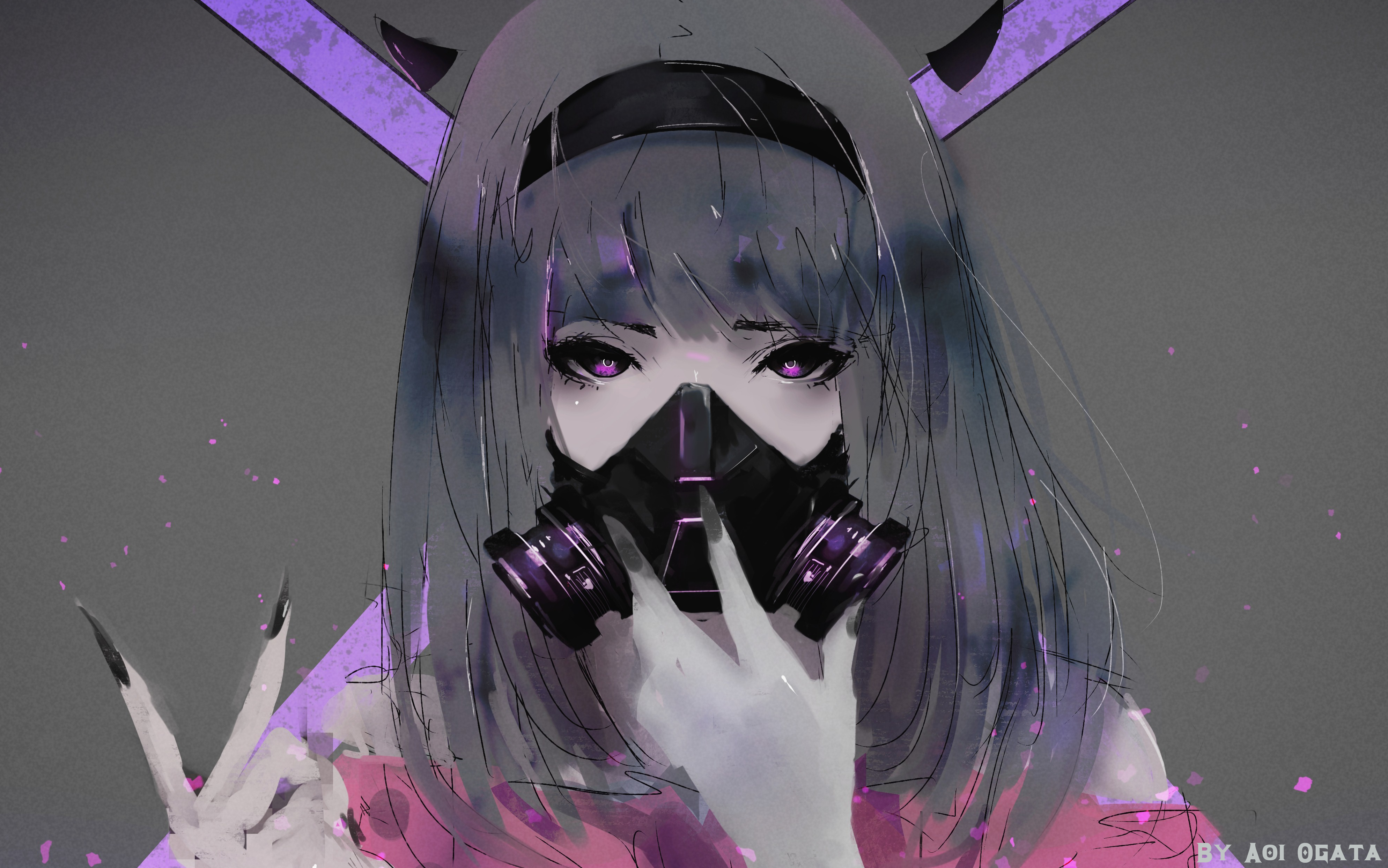 Black Hair Anime Girl with Mask