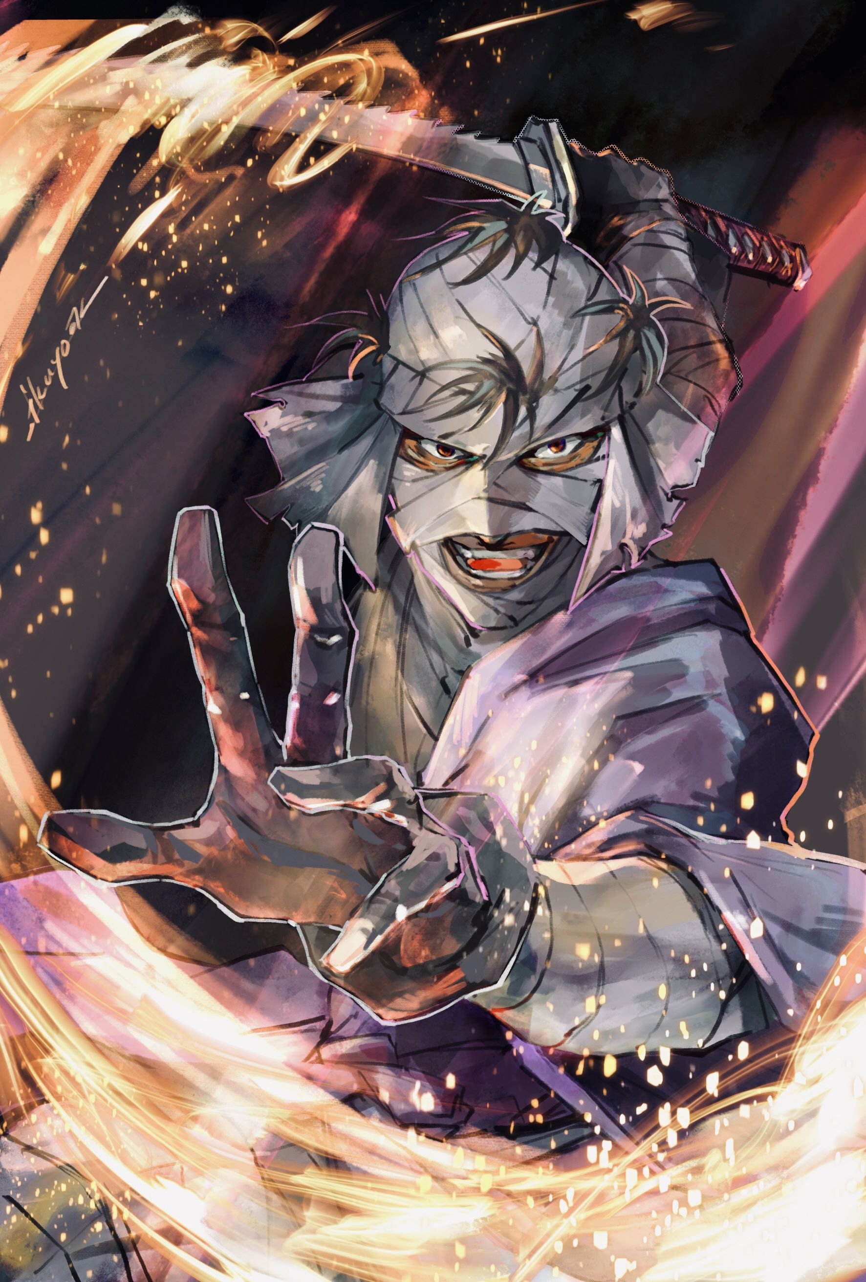 Makoto Shishio fire swordsman from Rurouni Kenshin 4K wallpaper download