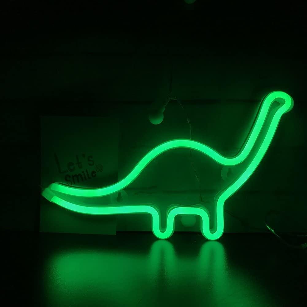 Cute Dinosaur Night Light for Kids Gift's Gift LED Dinosaur Neon Signs Dino Lamp for Wall Decor Bedroom Decorations Home Accessories Party Holiday Decor Battery or USB Operated Table Night Light Signs