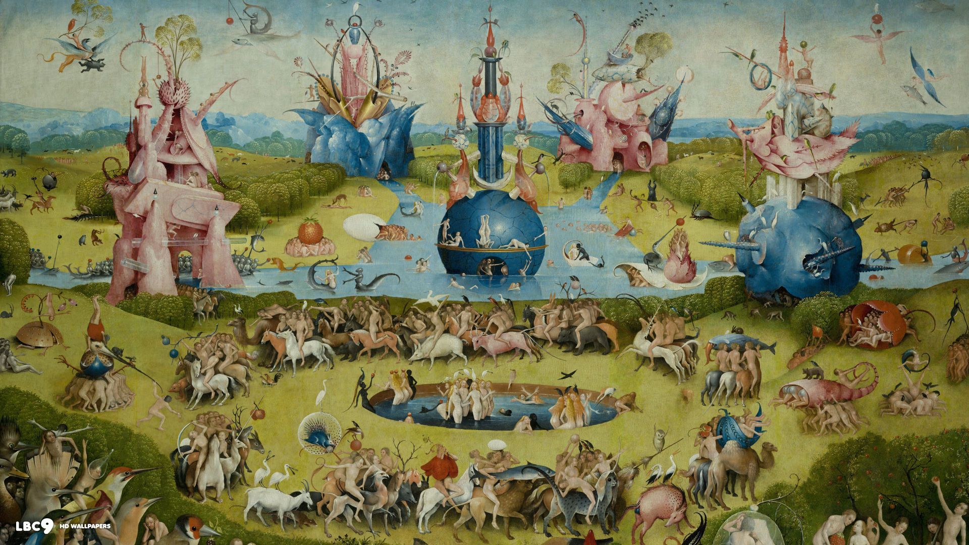 Garden Of Earthly Delights Center Detail Painting 920×080 Pixels. Hieronymus Bosch, Garden Of Earthly Delights, Art