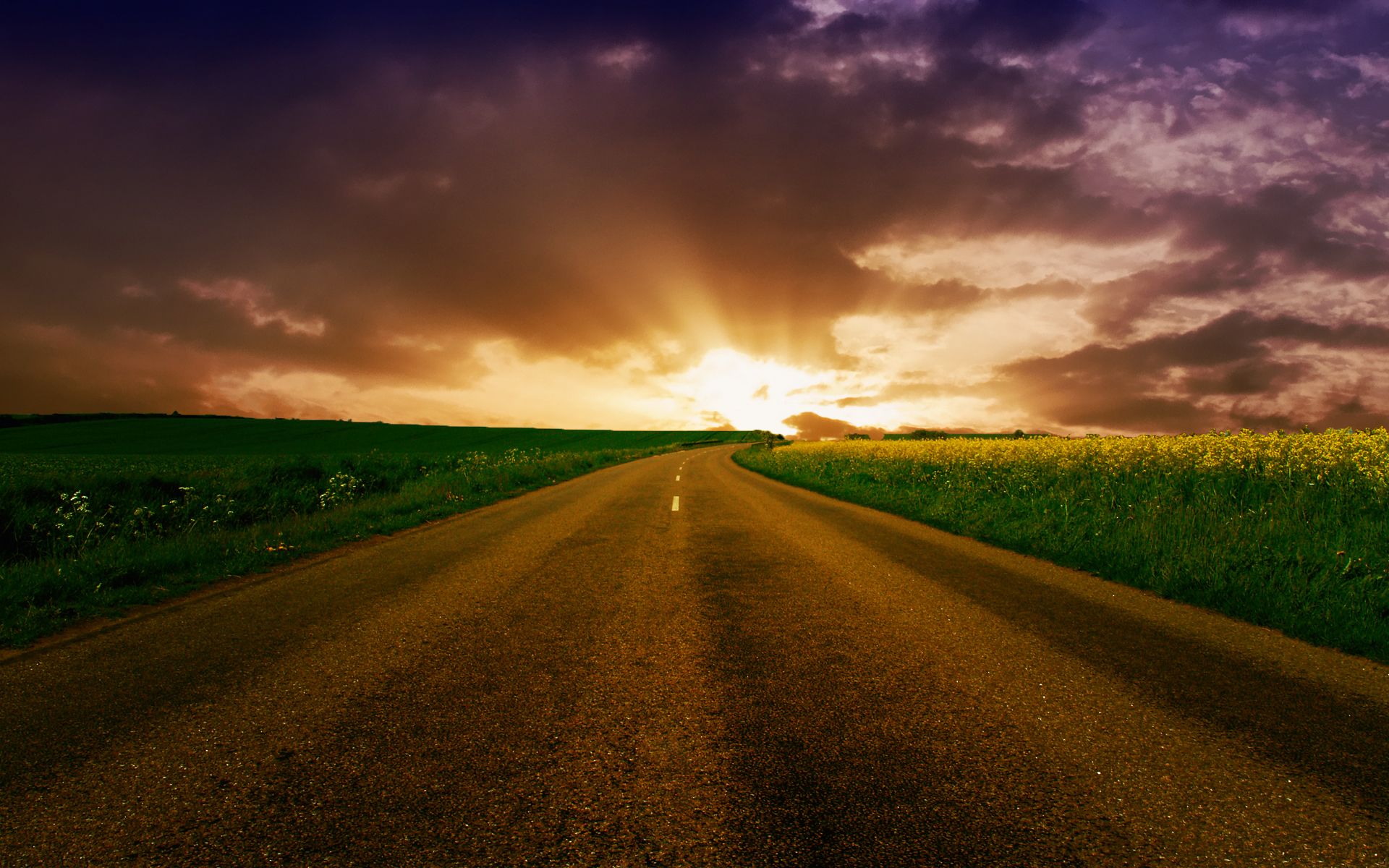 Download wallpaper: sunset sun, dirt road, download photo, desktop wallpaper