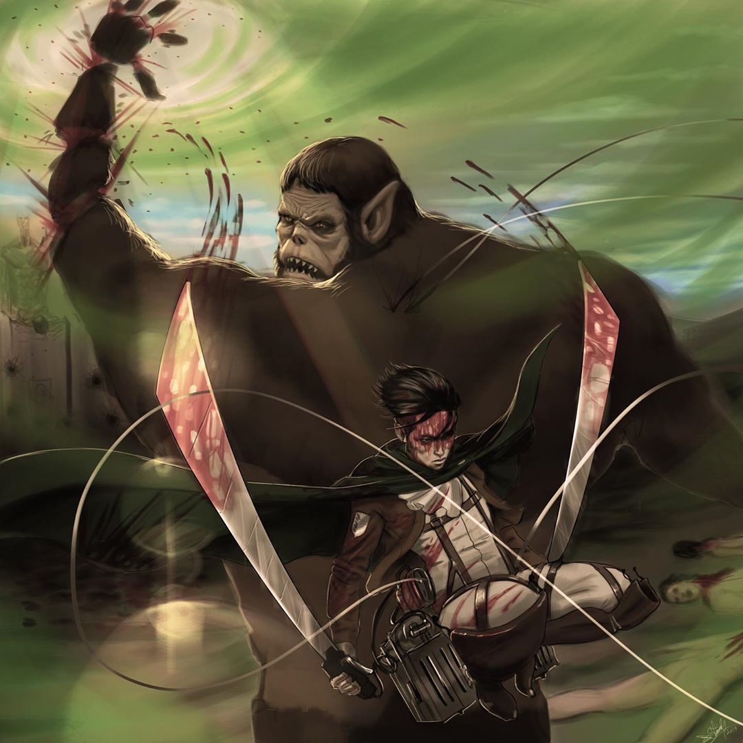 Levi vs Beast titan fan art of the épisode hero from the attack on titans #shingekinokyojin #attackontitan #attaquedestitans #fanart. Desenhos, HD 1080p