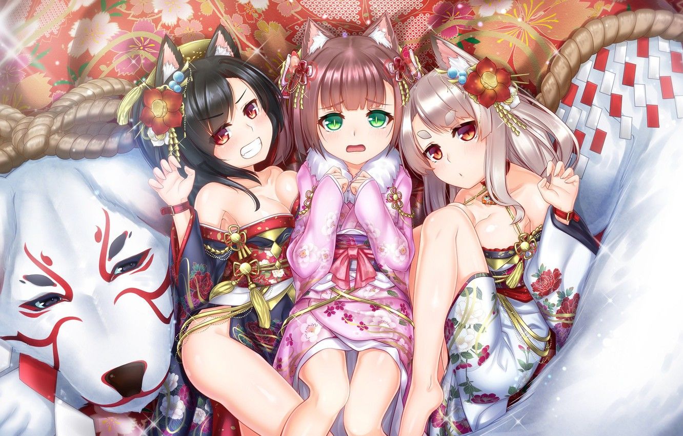 Wallpaper girls, dog, anime, art, ears, azur lane image for desktop, section сёнэн