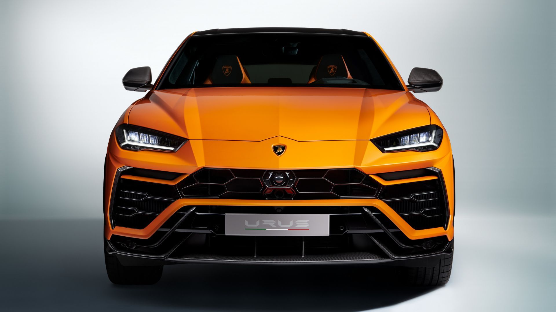 Desktop Wallpaper Orange Car, Lamborghini Urus, Suv, Front View, HD Image, Picture, Background, 56bbec