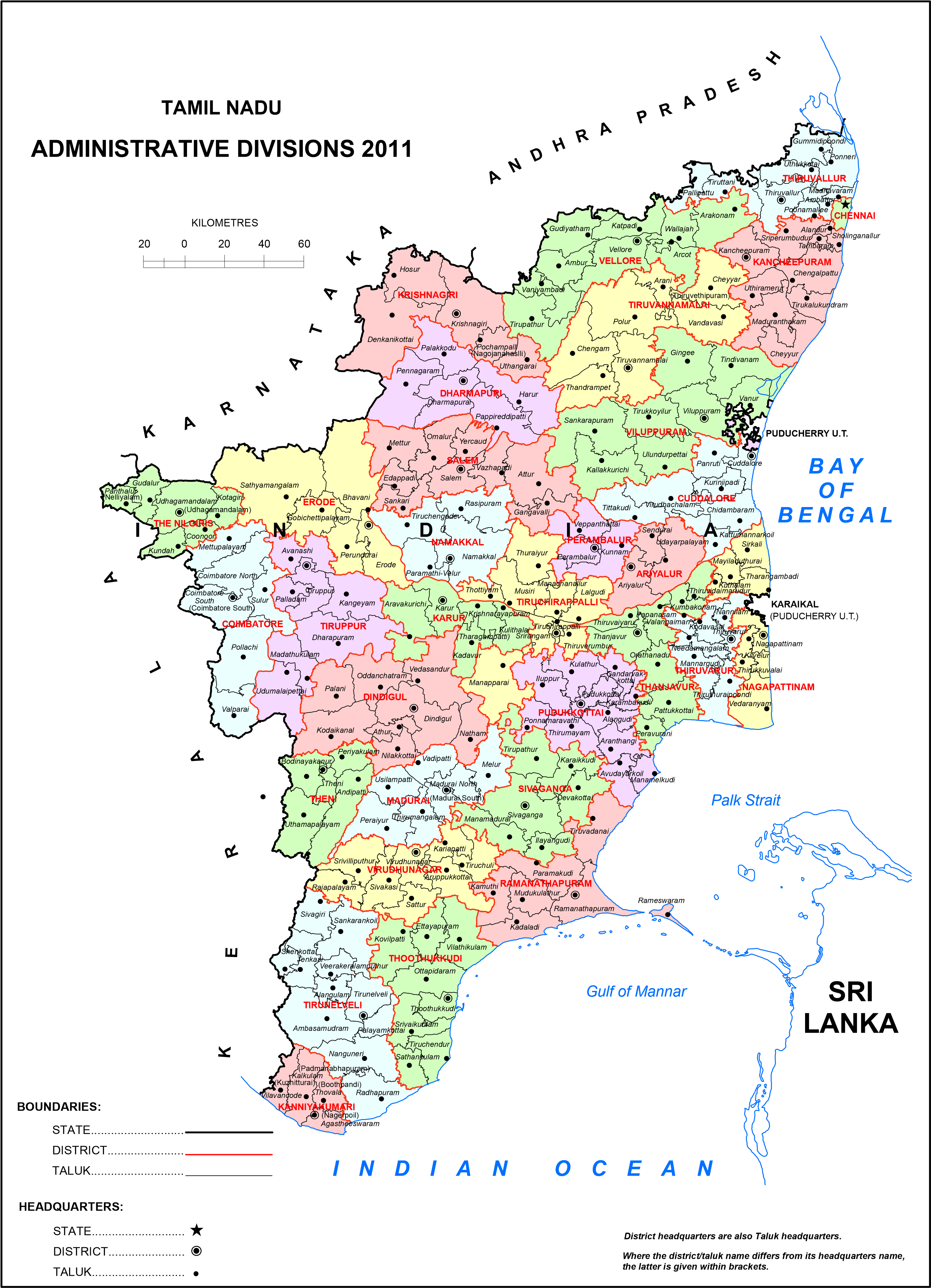 High Resolution Map of Tamil Nadu [HD]