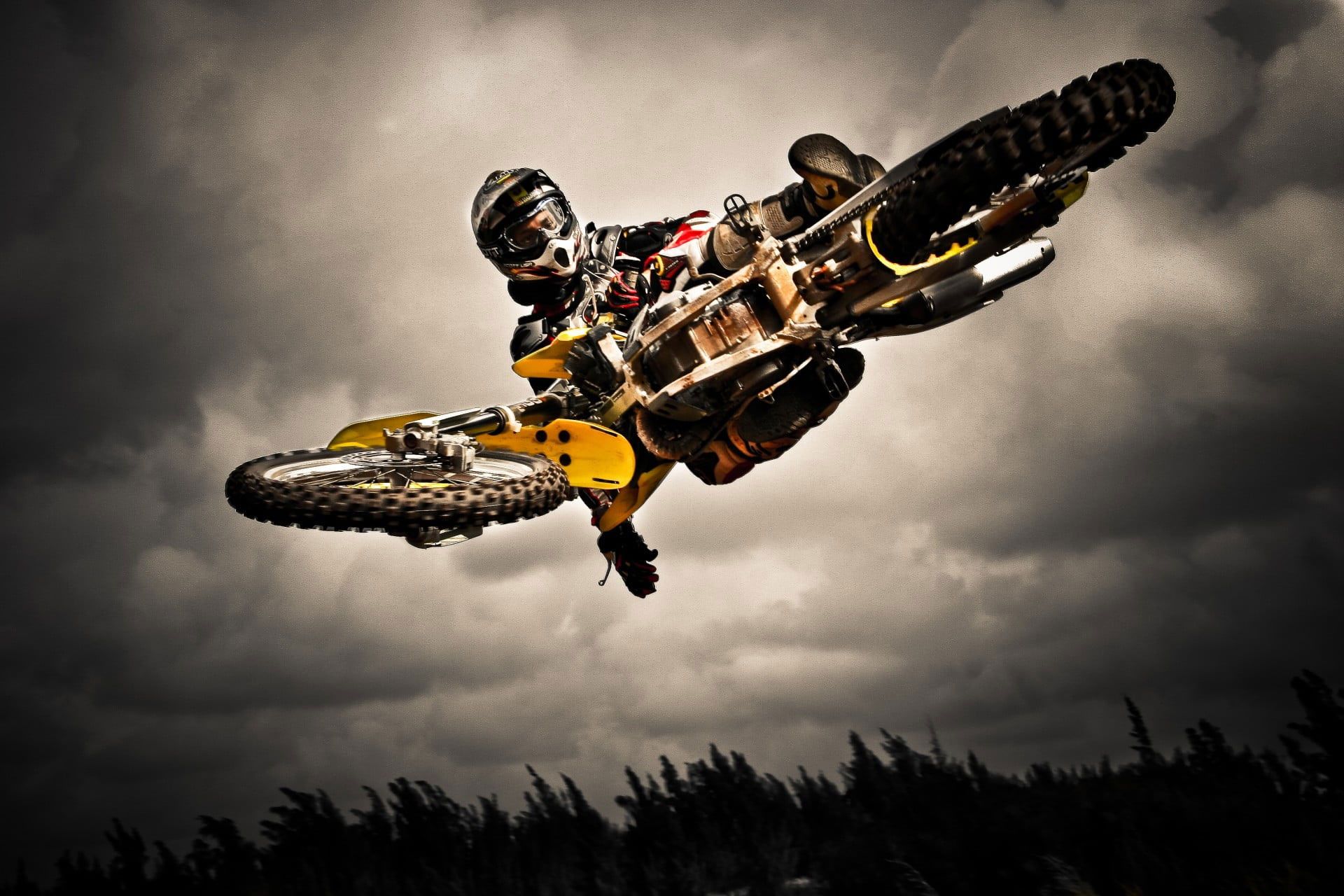 White Black And Yellow Motocross Bike Wallpaper, Dirt Bikes, Motorcycle