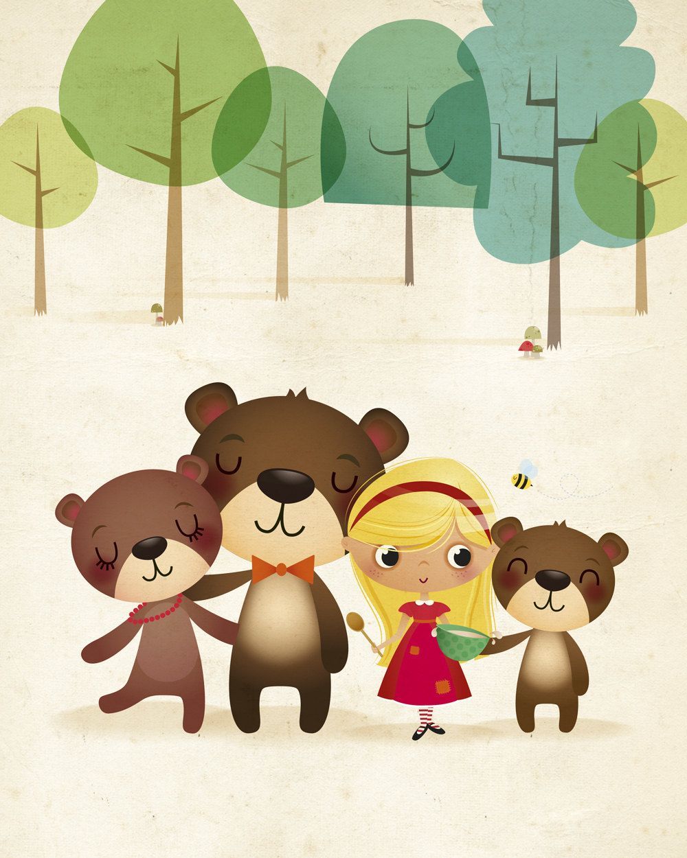 Goldilocks and the three bears nursery illustration kids. Etsy. Nursery illustration, Goldilocks and the three bears, Nursery art