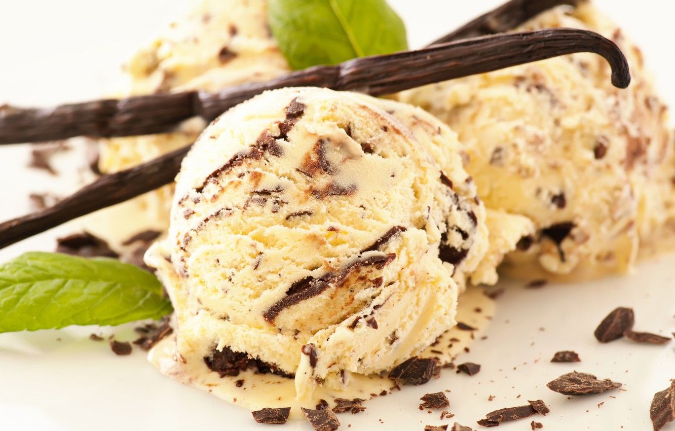 Wallpaper balls, chocolate, ice cream, dessert, vanilla, ice cream image for desktop, section еда