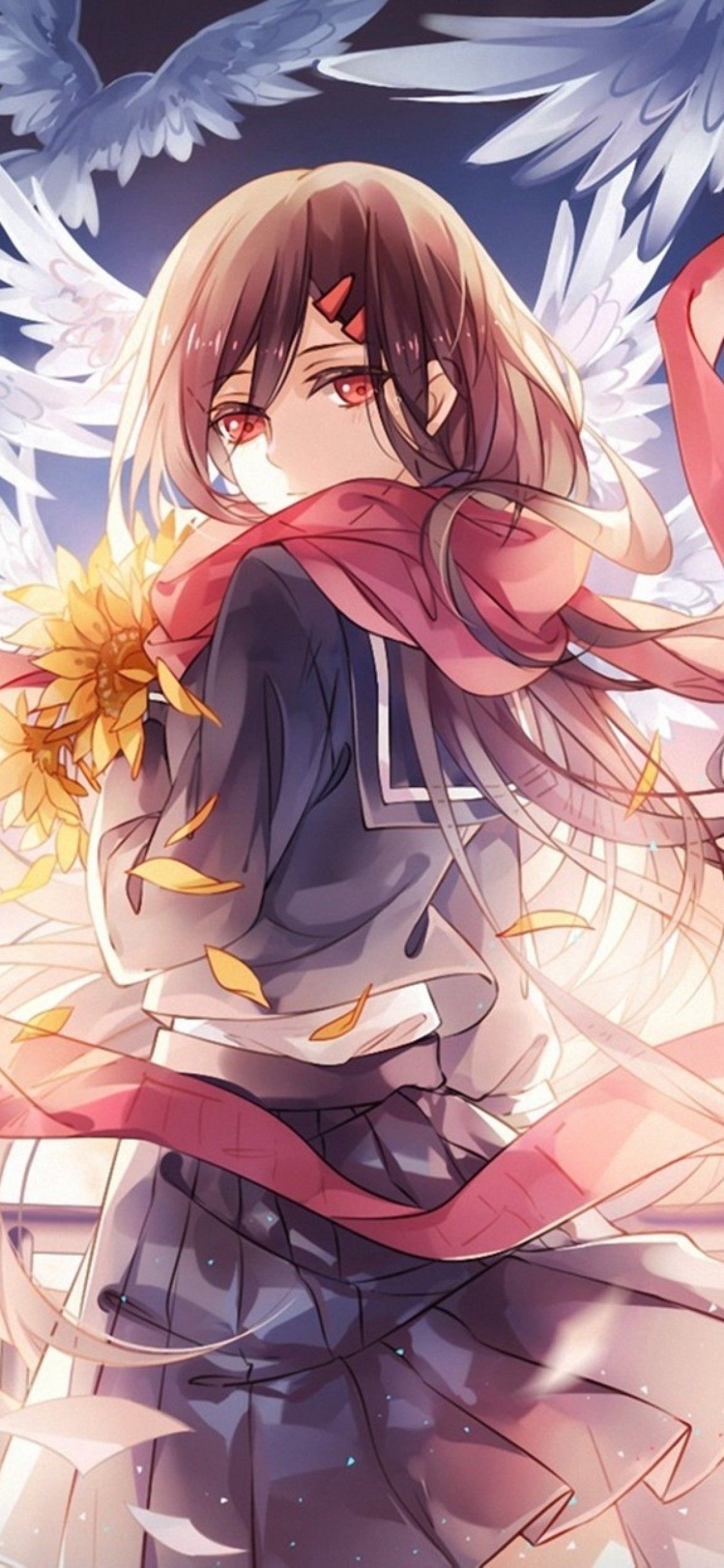 Download 1125x2436 Kagerou Project, Ayano Tateyama, Birds, Feathers Wallpaper for iPhone 11 Pro & X