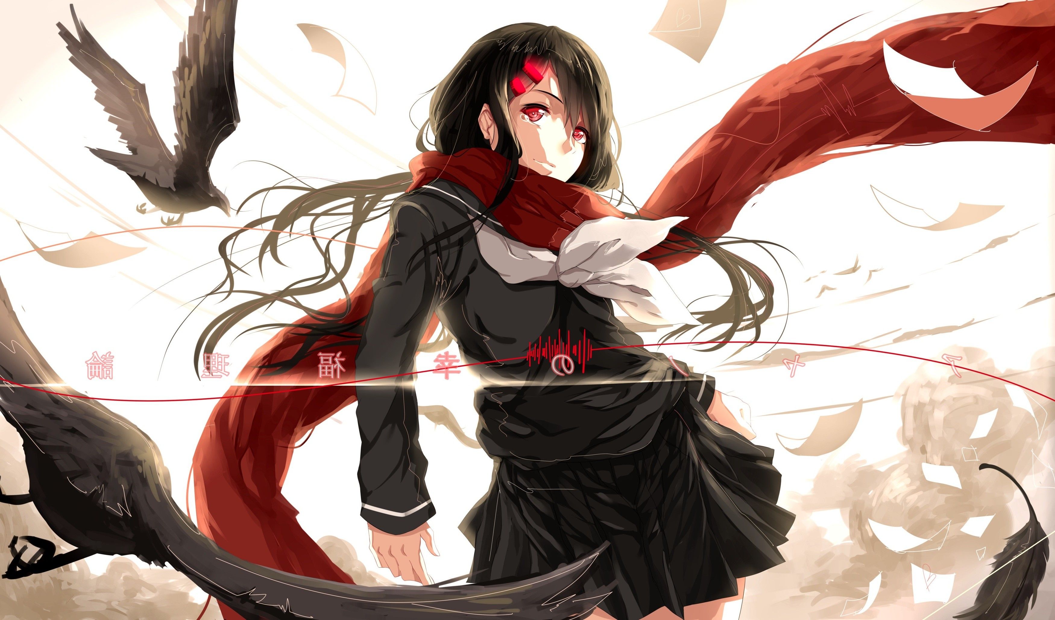 anime anime girls kagerou project school uniform tateyama ayano scarf crow manga wallpaper