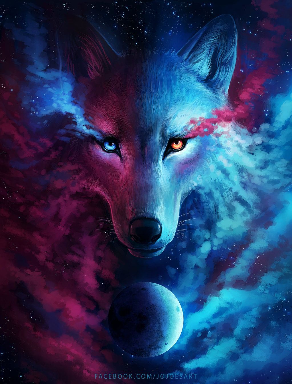 Red and Blue Wolf Wallpaper Free Red and Blue Wolf Background