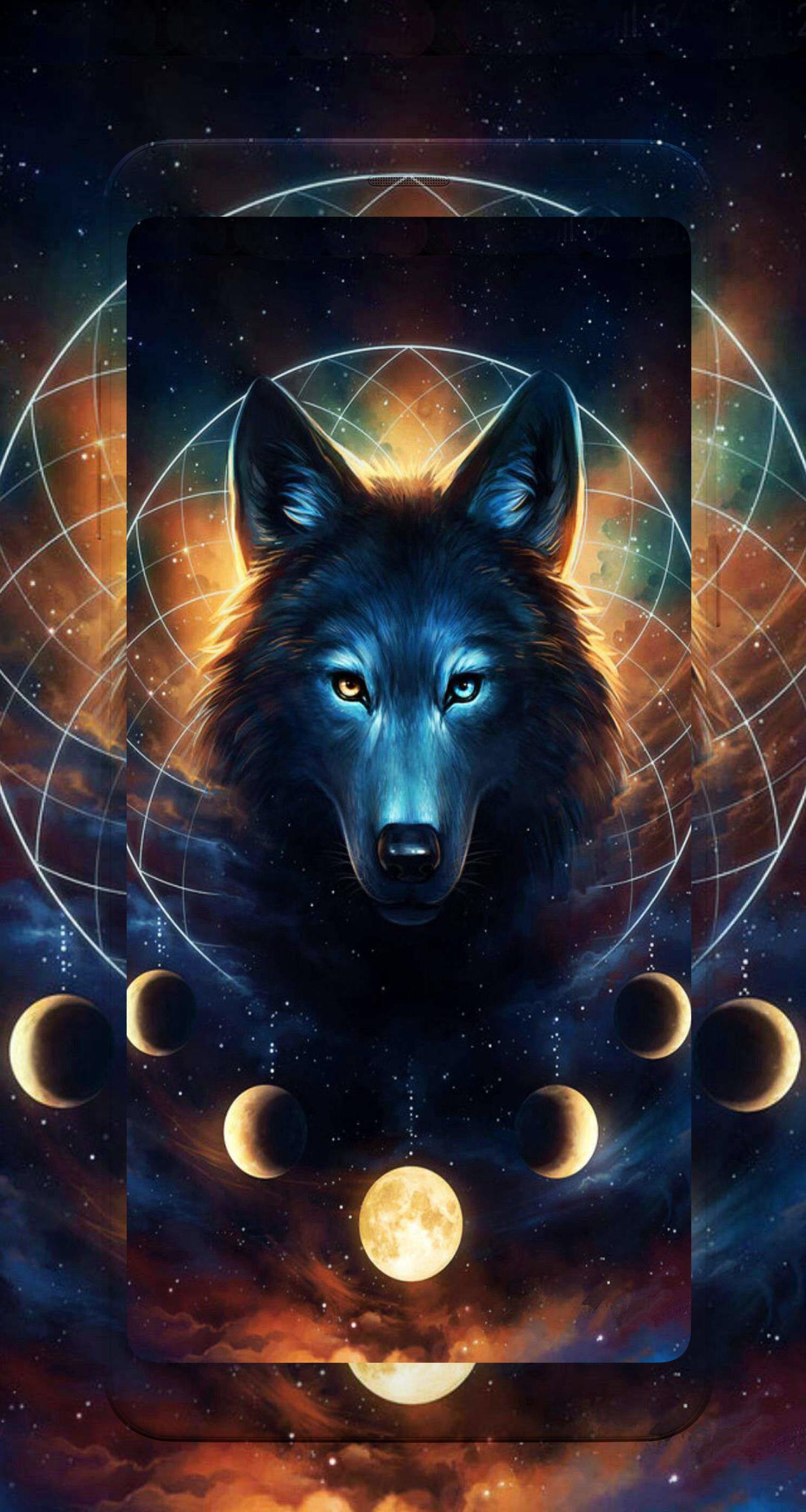 Cool Red And Blue Wolf Wallpaper HD New