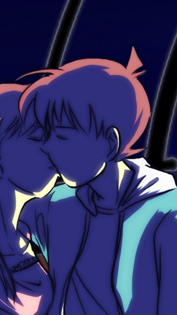 Anime cartoon couple kiss each other HD Wallpaper iPhone 6 / 6S