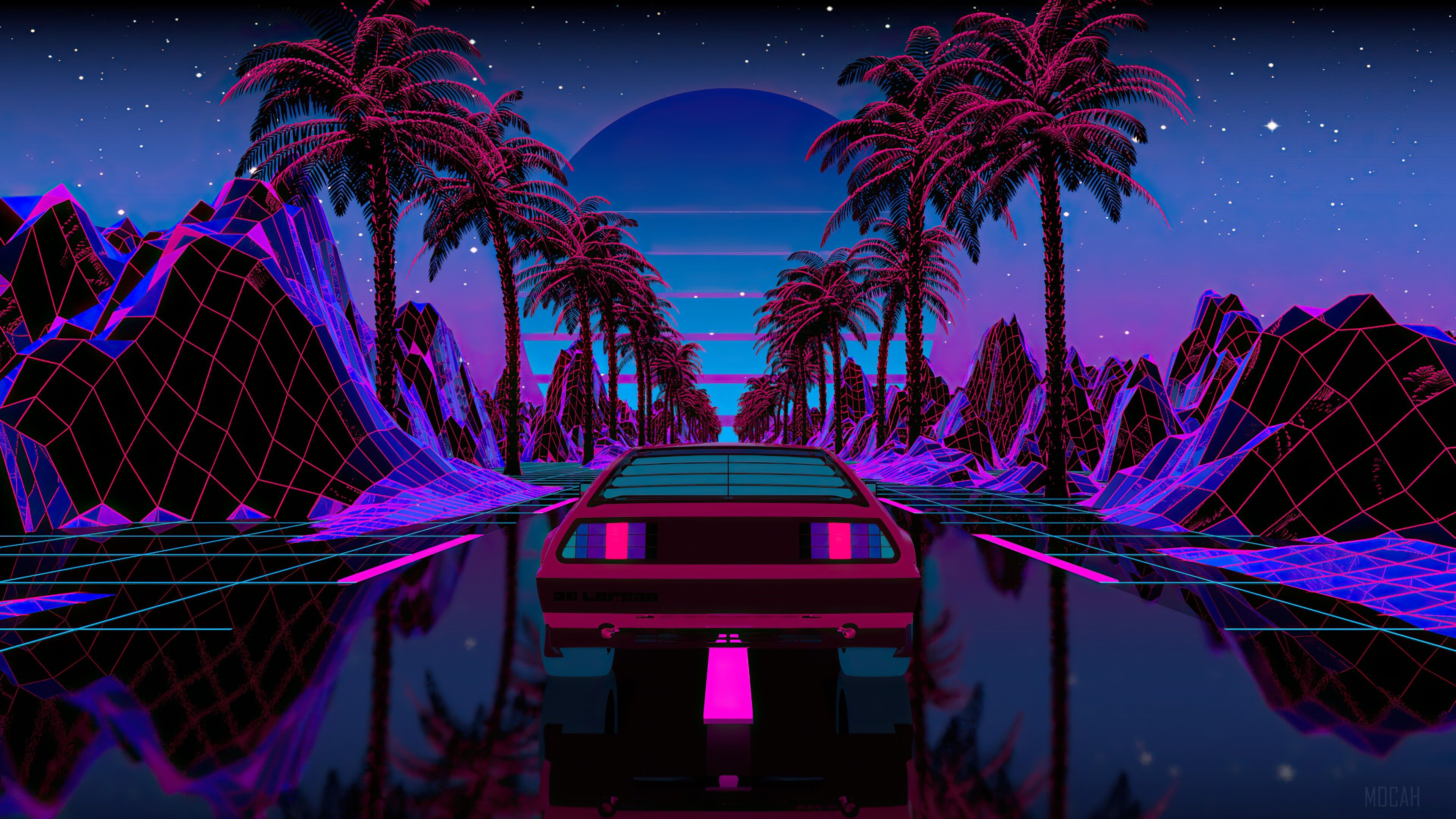 Retrowave Tree Sunset Wallpapers - Wallpaper Cave