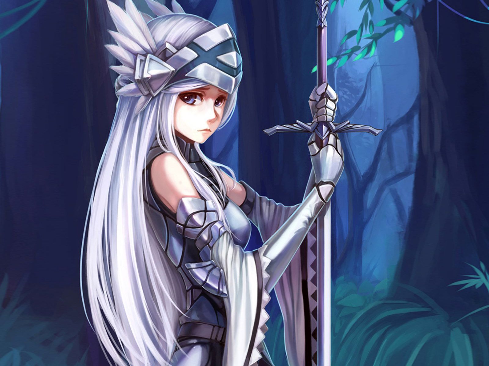 Lexica  a anime girl cropped with a sword made of gold and half chest armor  in silver color