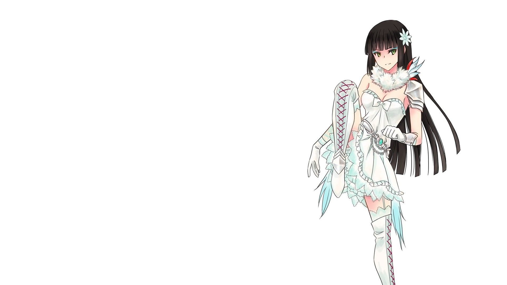 Wallpaper Anime Girl With White Long Hair Girls Armor Stockings