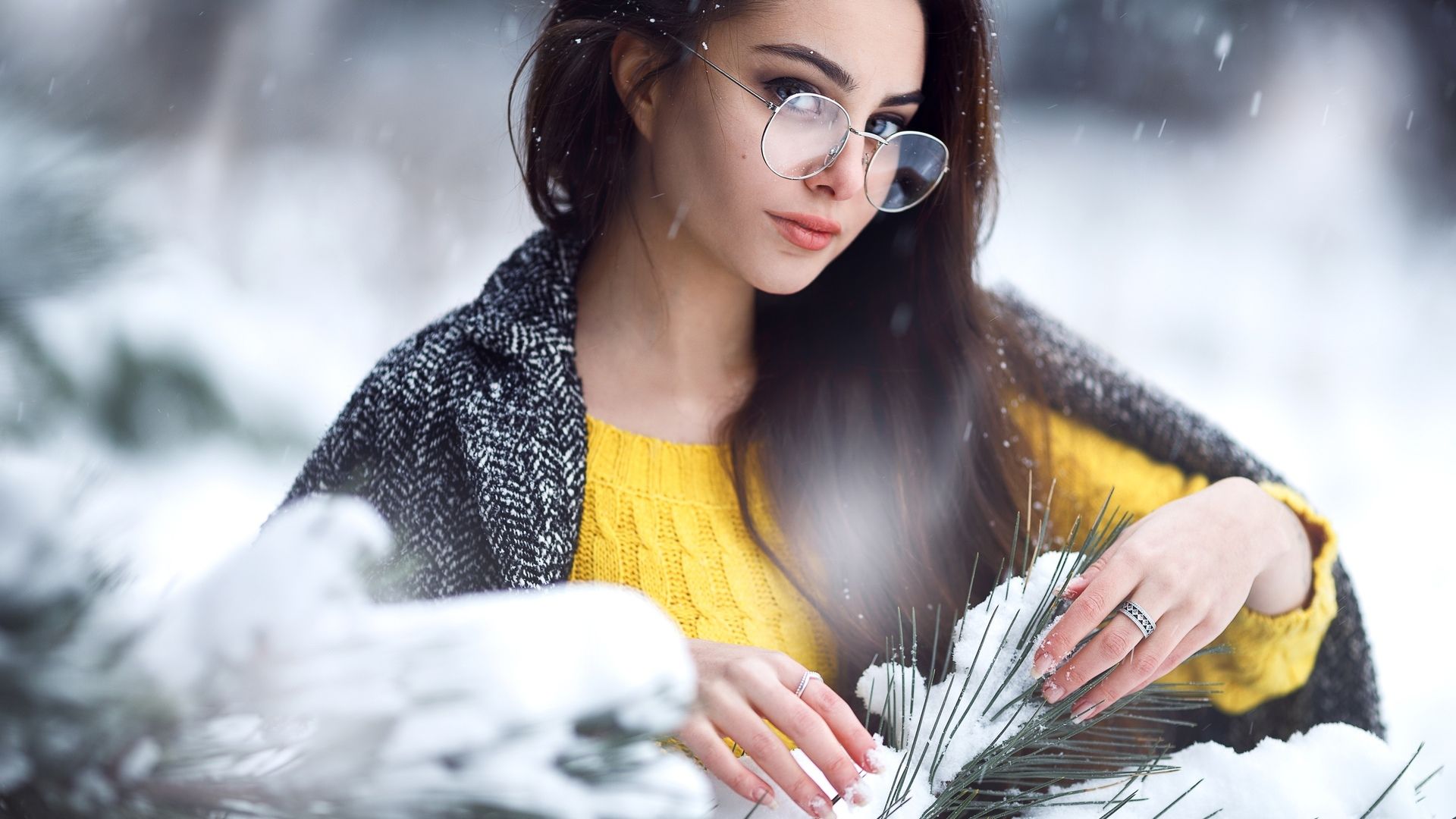 Winter Girl Laptop Full HD 1080P HD 4k Wallpaper, Image, Background, Photo and Picture