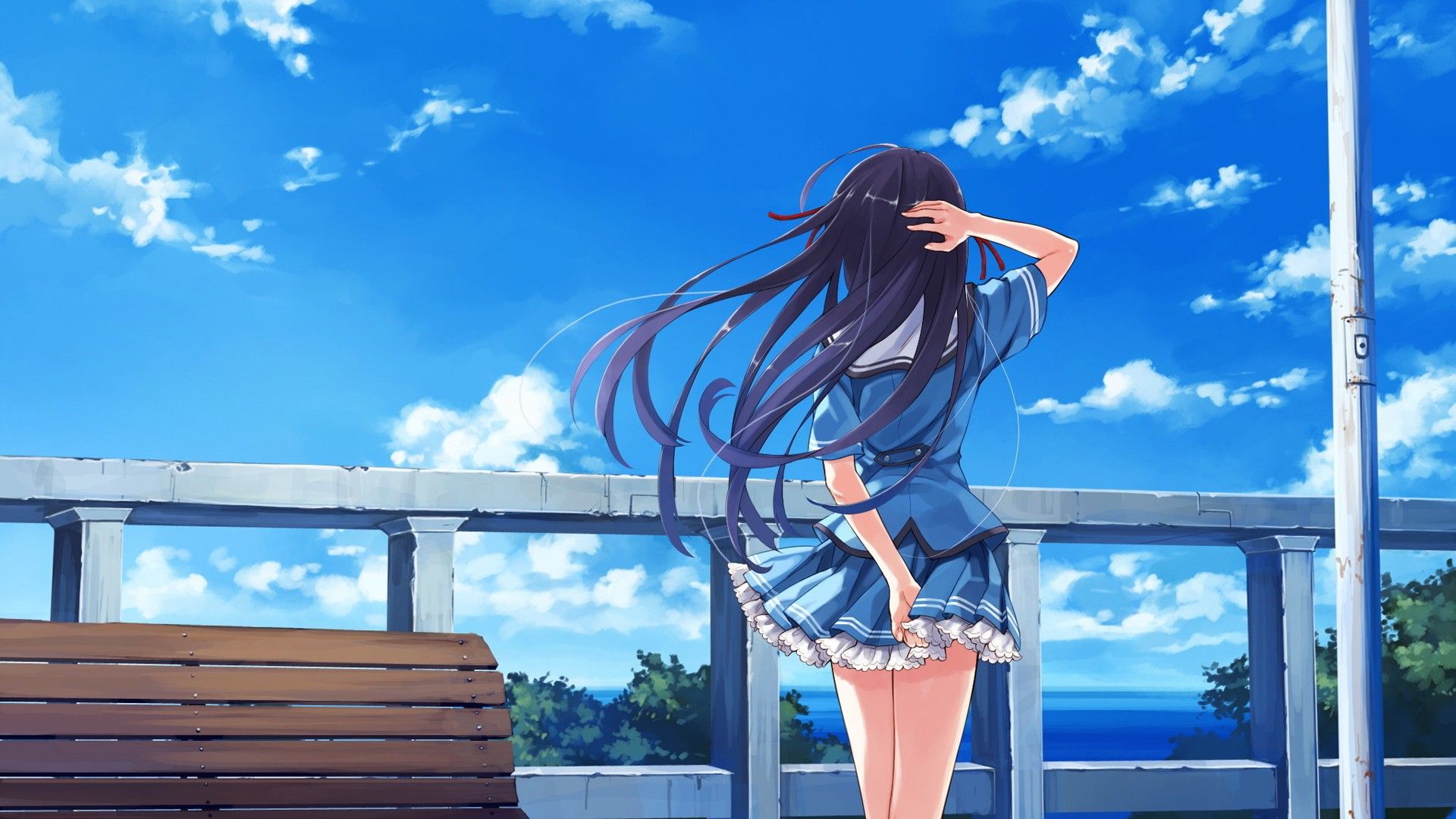 koga Sayoko, #deep Blue Sky And Pure White Wings, Girl Background Scenery Wallpaper & Background Download