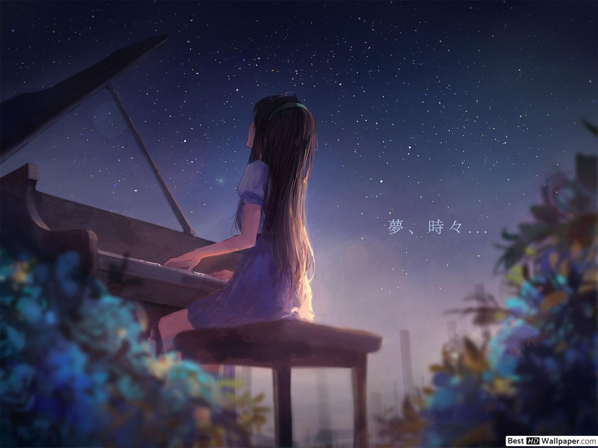 Piano and Girl HD wallpaper download