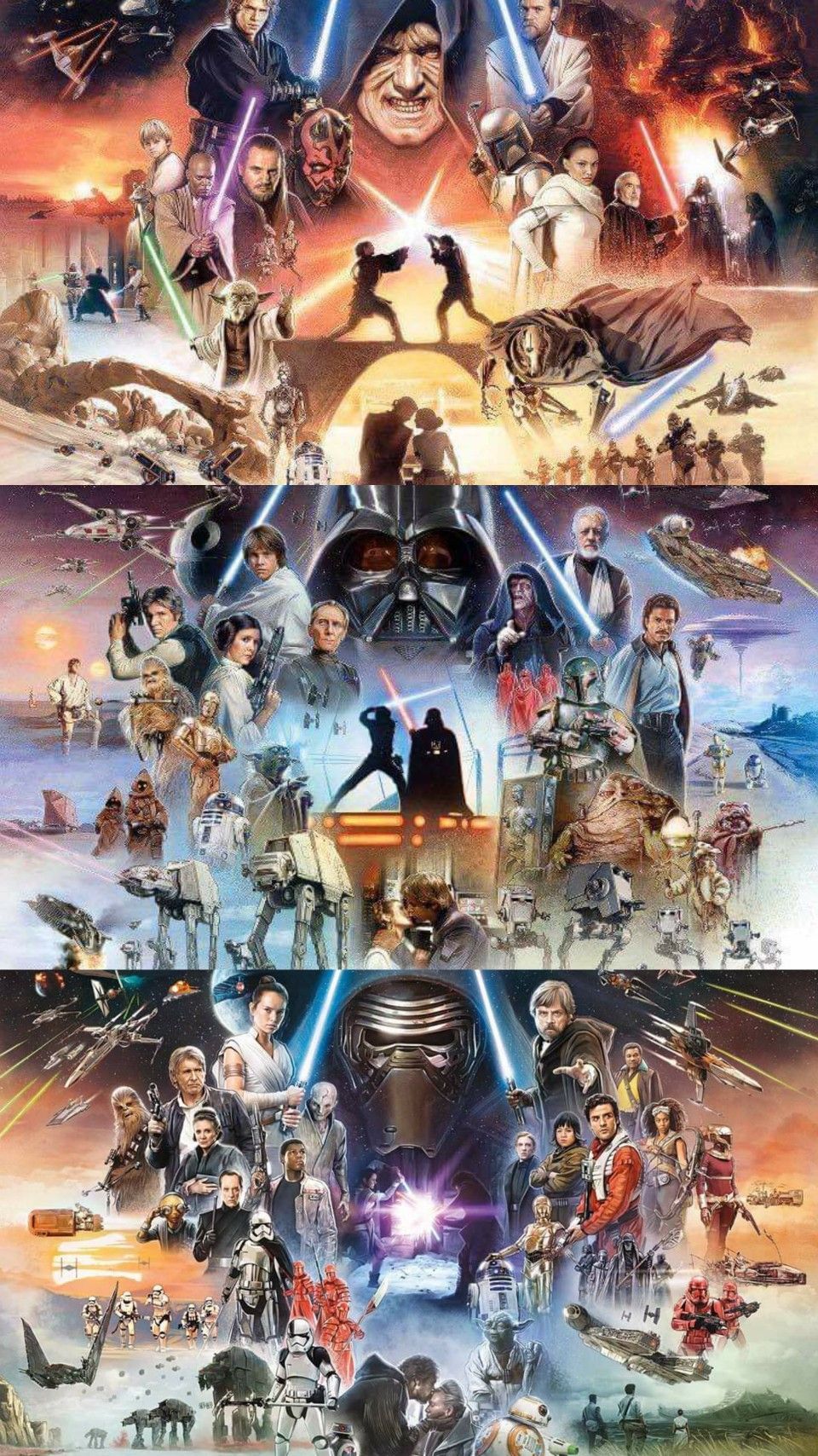 The Original Trilogy. The Prequel Trilogy. The Sequel Trilogy. The Star Wars Saga. Star wars art, Star wars poster, Star wars wallpaper