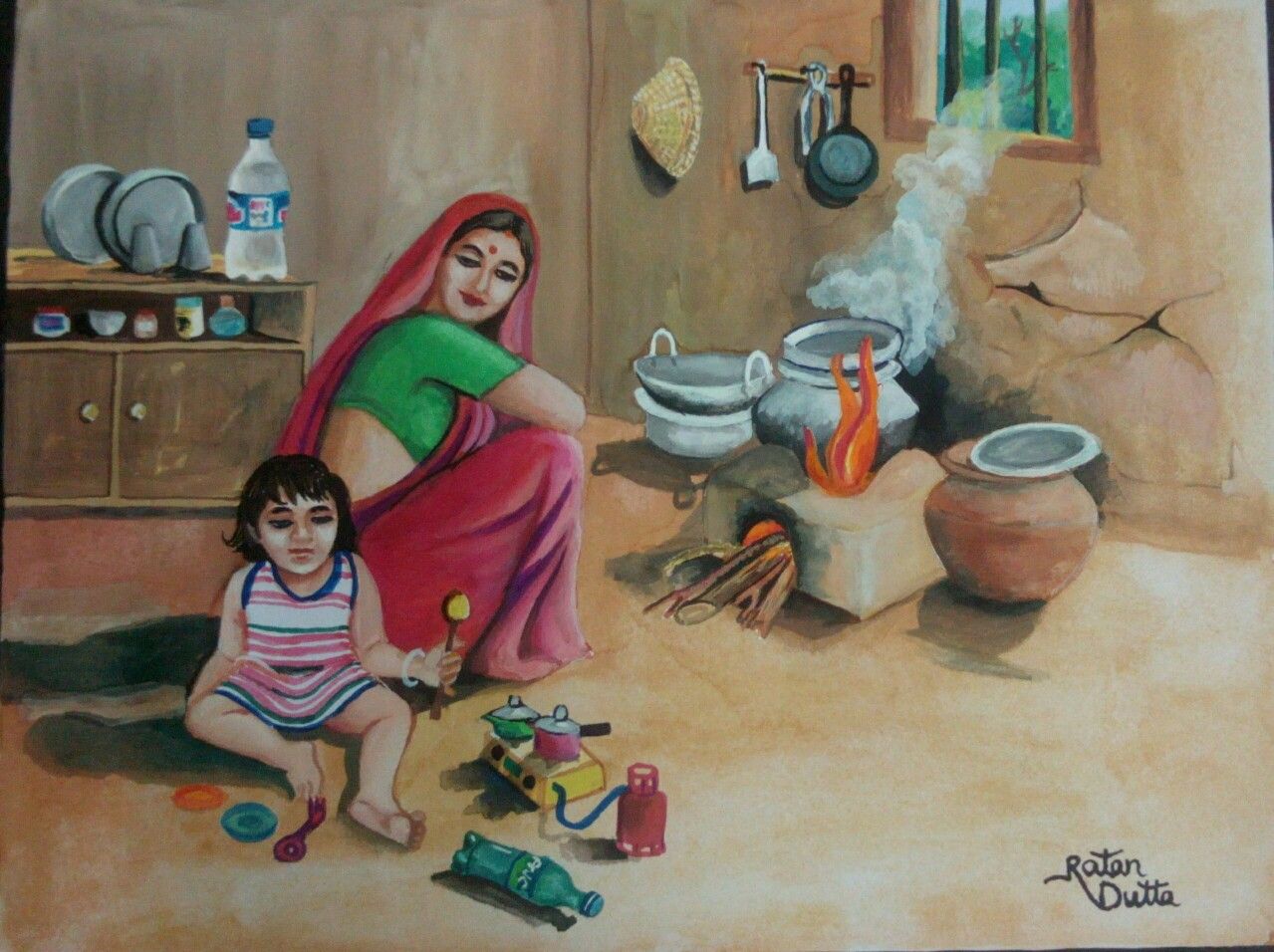 Easy Village Girl Painting