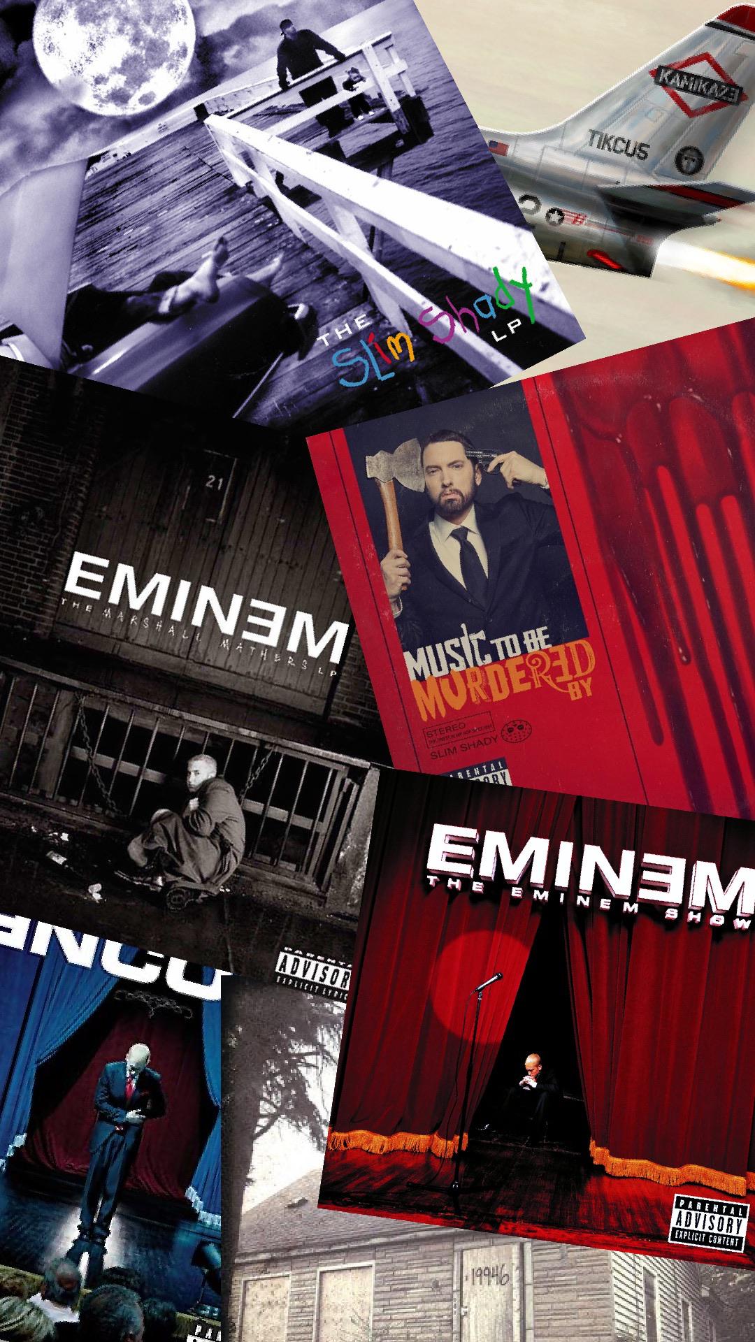 Made a wallpaper out of eminem albums