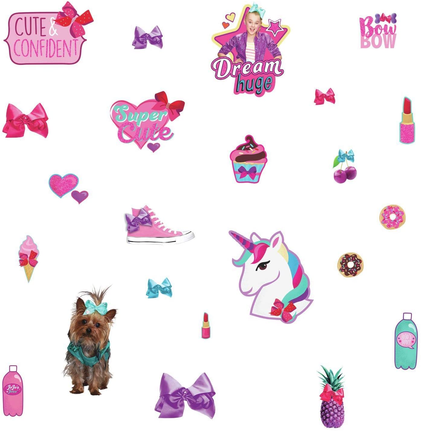 York JoJo Siwa Cute and Confident Peel & Stick 23 Wall Decals with Glitter: Kitchen & Dining