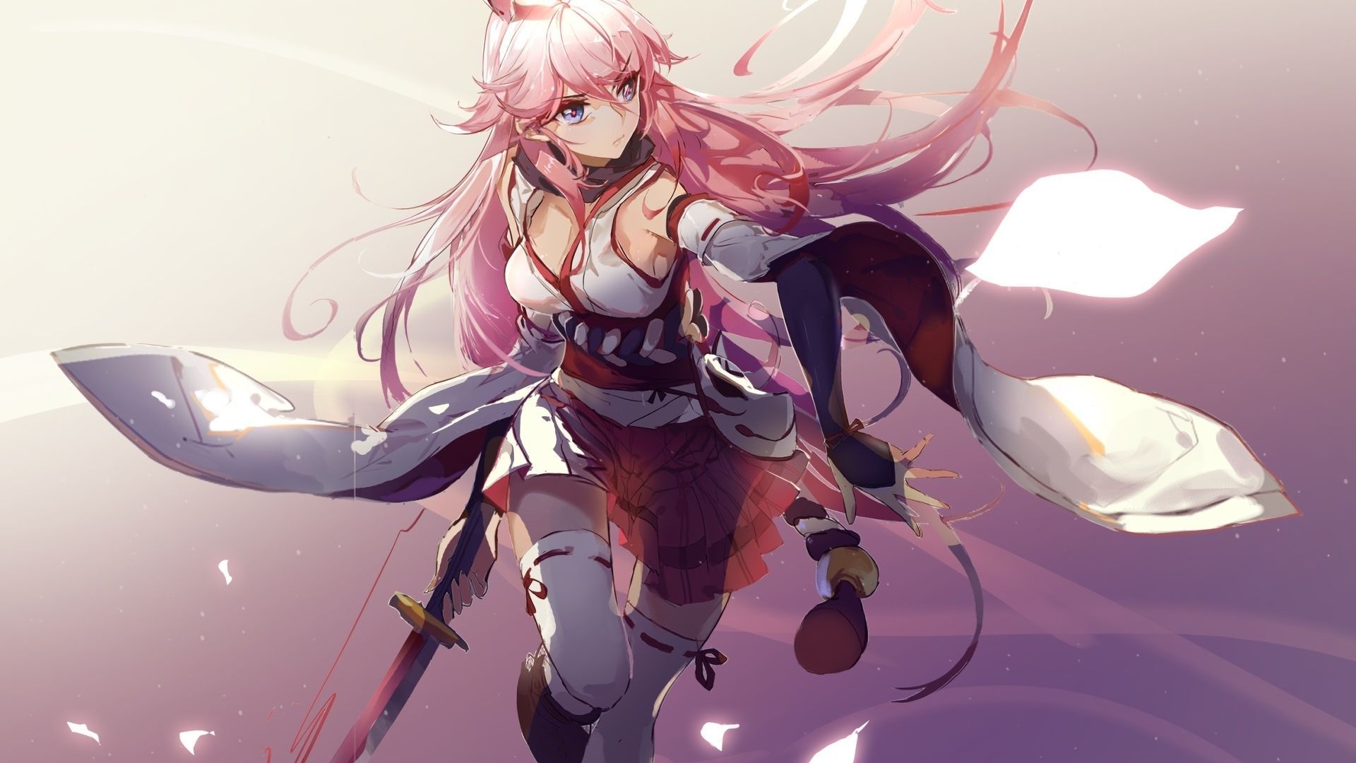 Anime Girl With Sword And Gun