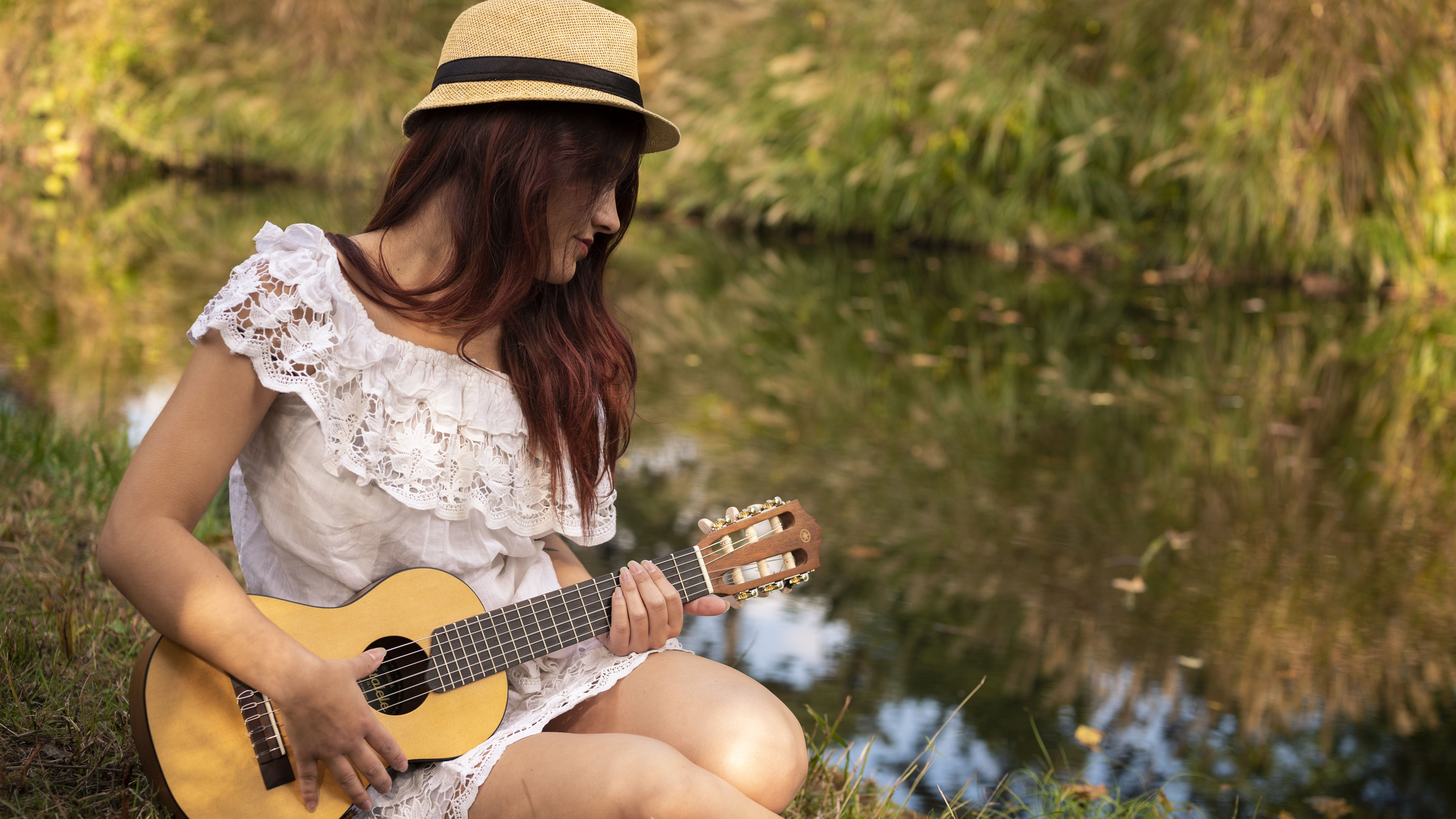 Wallpaper Girl, little guitar, summer 7680x4320 UHD 8K Picture, Image