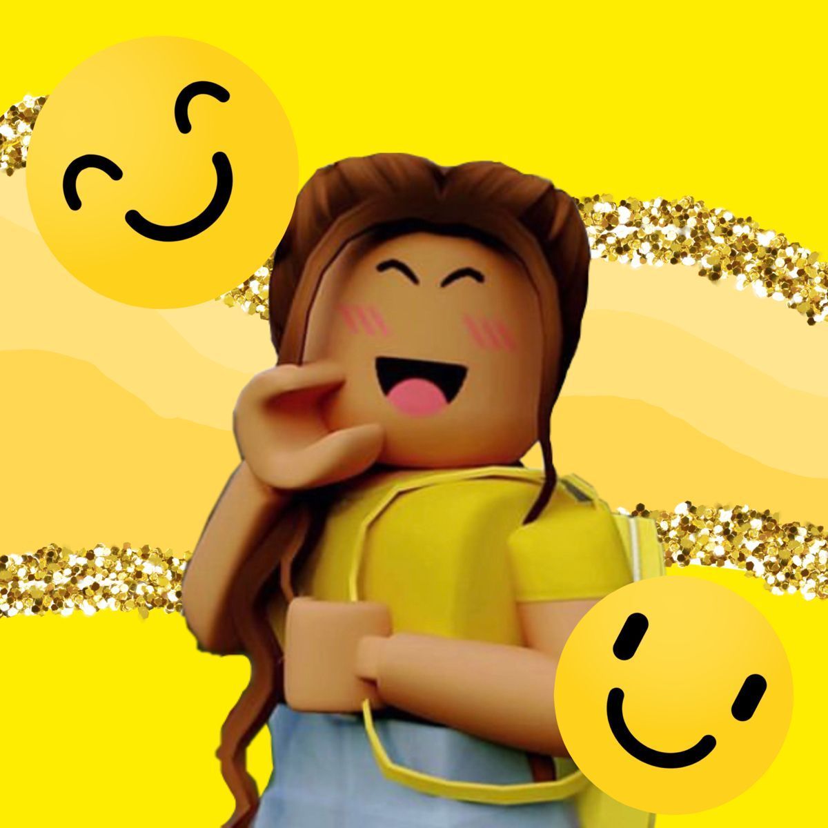 Download Cute Roblox Girl Yellow Background Wallpaper