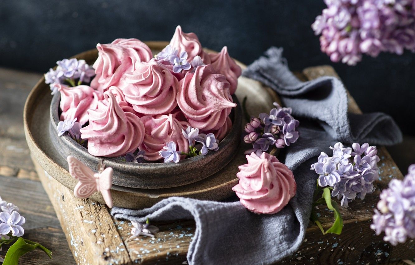 Wallpaper dessert, lilac, meringue image for desktop, section еда