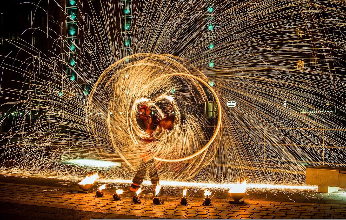 Wallpaper FIRE, FLAME, SPARKS, FAKIR, SHOW, SIGHT image for desktop, section праздники