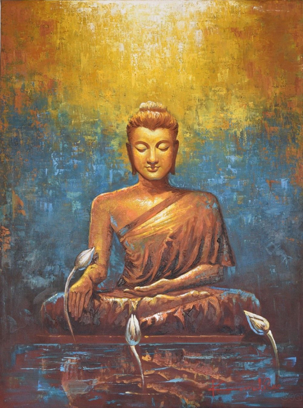 Buddha Reflection. Buddha art, Buddha painting, Buddha painting canvas