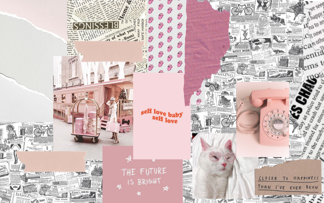 DESKTOP COLLAGE WALLPAPER VINTAGE HOT PINK. Desktop wallpaper art, Laptop wallpaper, Laptop wallpaper desktop wallpaper