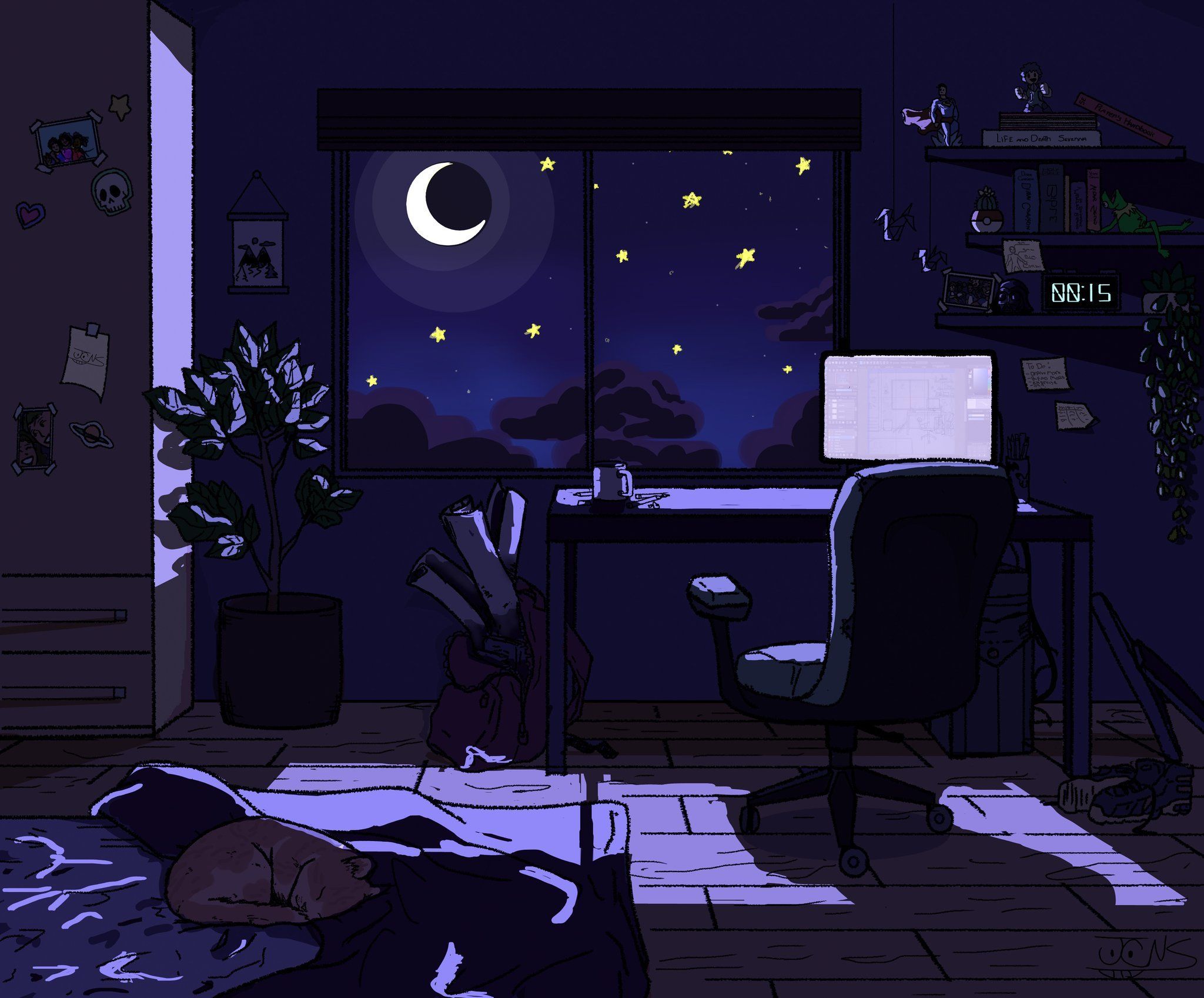 Night Time digital art by me. Anime scenery wallpaper, Anime background wallpaper, Anime scenery