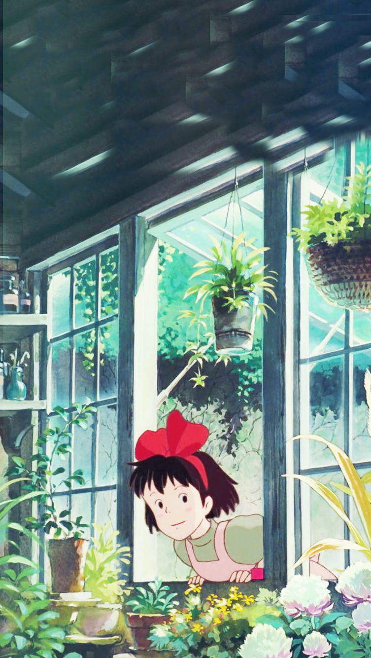 Kiki. Phone Wallpaper.. Kiki's Delivery Service.. By Aprettyfire (Tumblr). Ghibli artwork, Studio ghibli background, Ghibli art