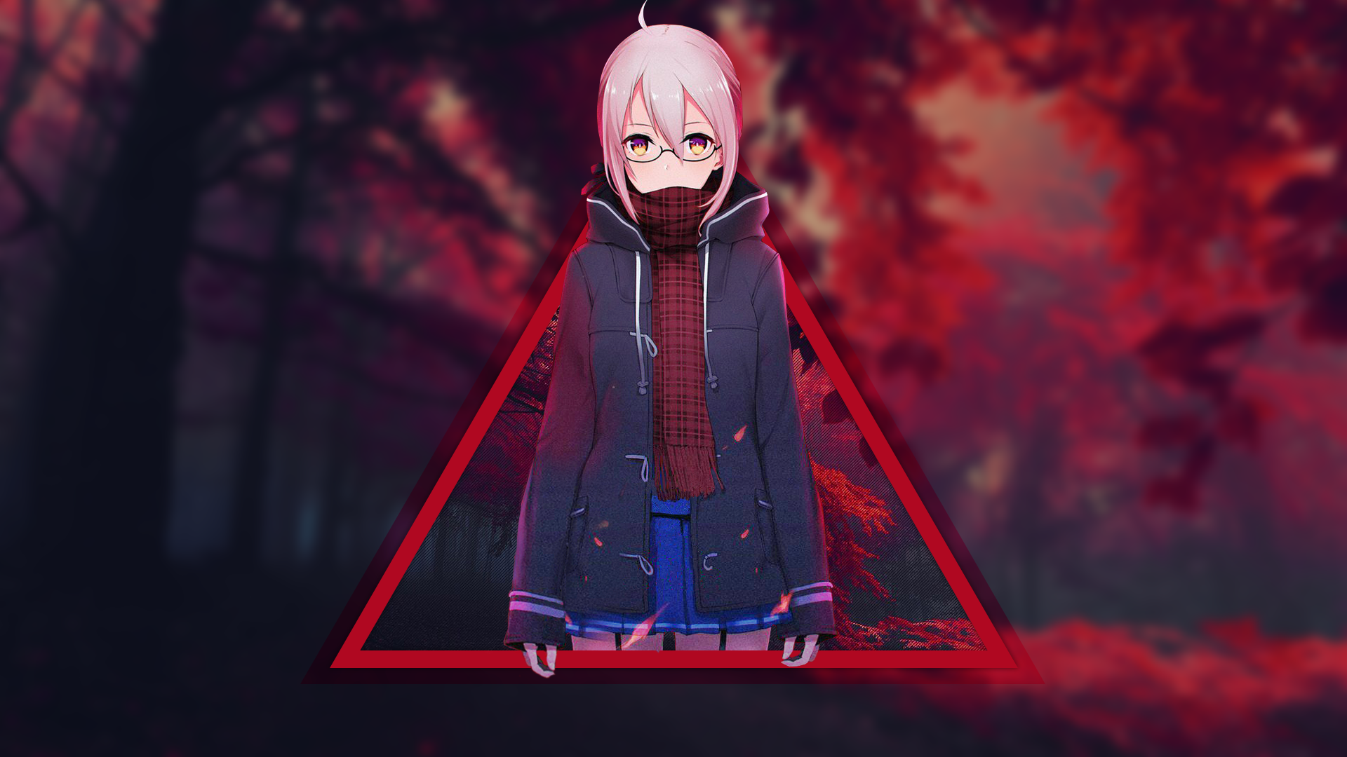 Red Forest Anime Girls Anime Pink Hair Triangle Glasses Mysterious Heroine X Alter Fate Grand Order Wallpaper:1920x1080