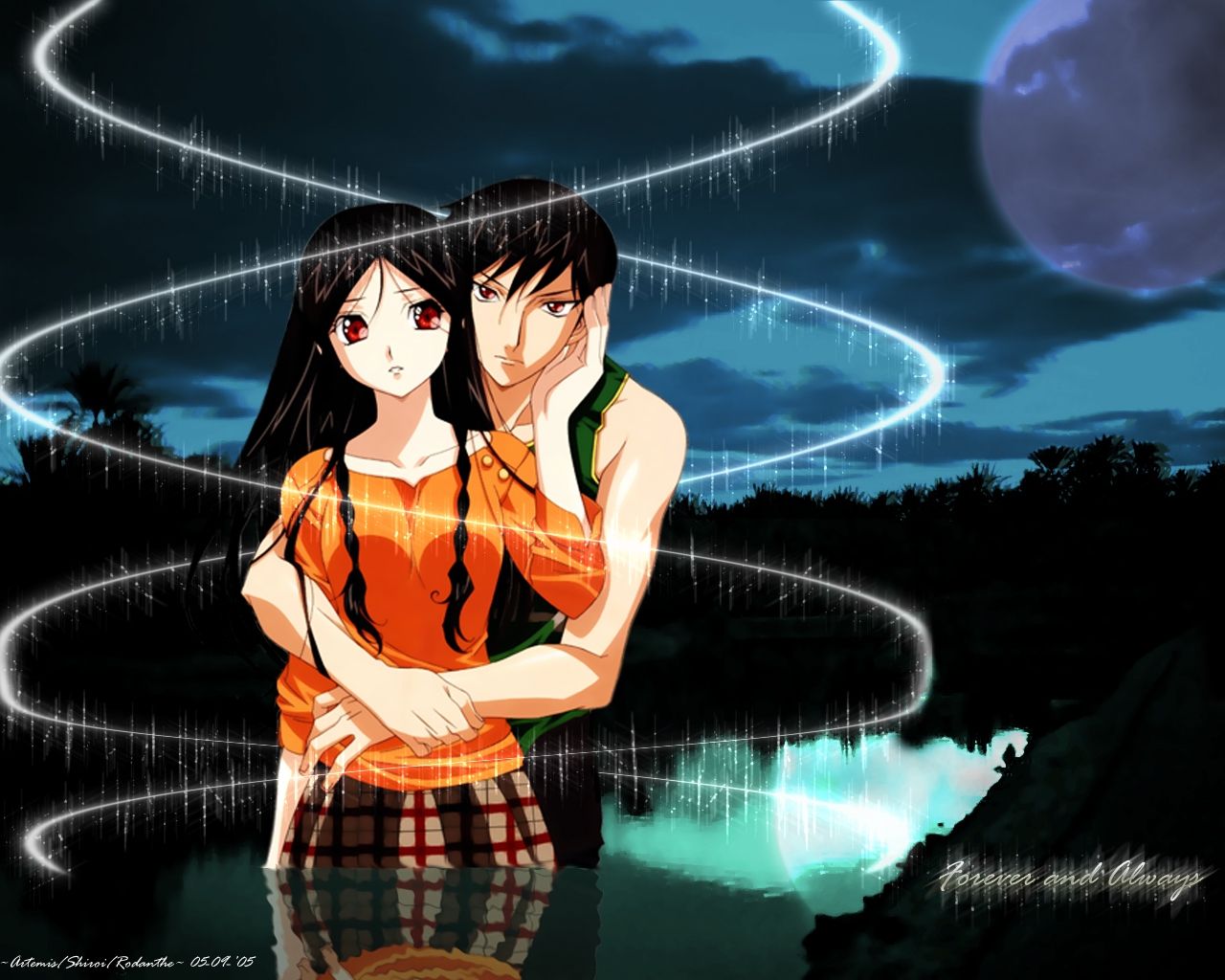 Anime Boy And Girl Hugging Wallpaper
