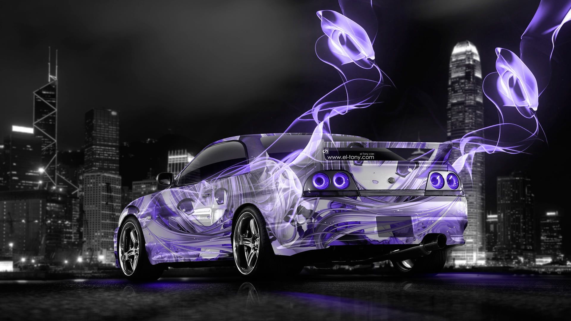 gray and purple sports coupe digital wallpaper #Night The city #Neon #Girl #Nissan #Wallpaper #GTR #City #A. Sports coupe, Digital wallpaper, Photohop wallpaper