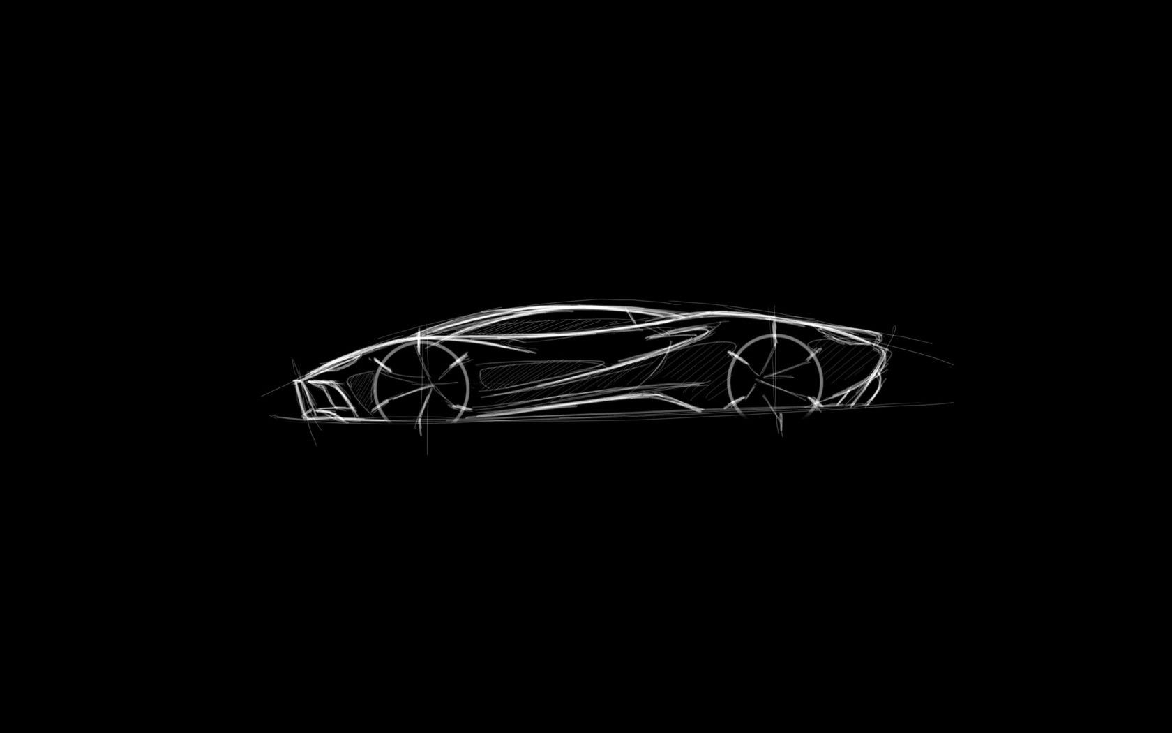 Sketches of a luxury Mercedes car - desktop wallpapers
