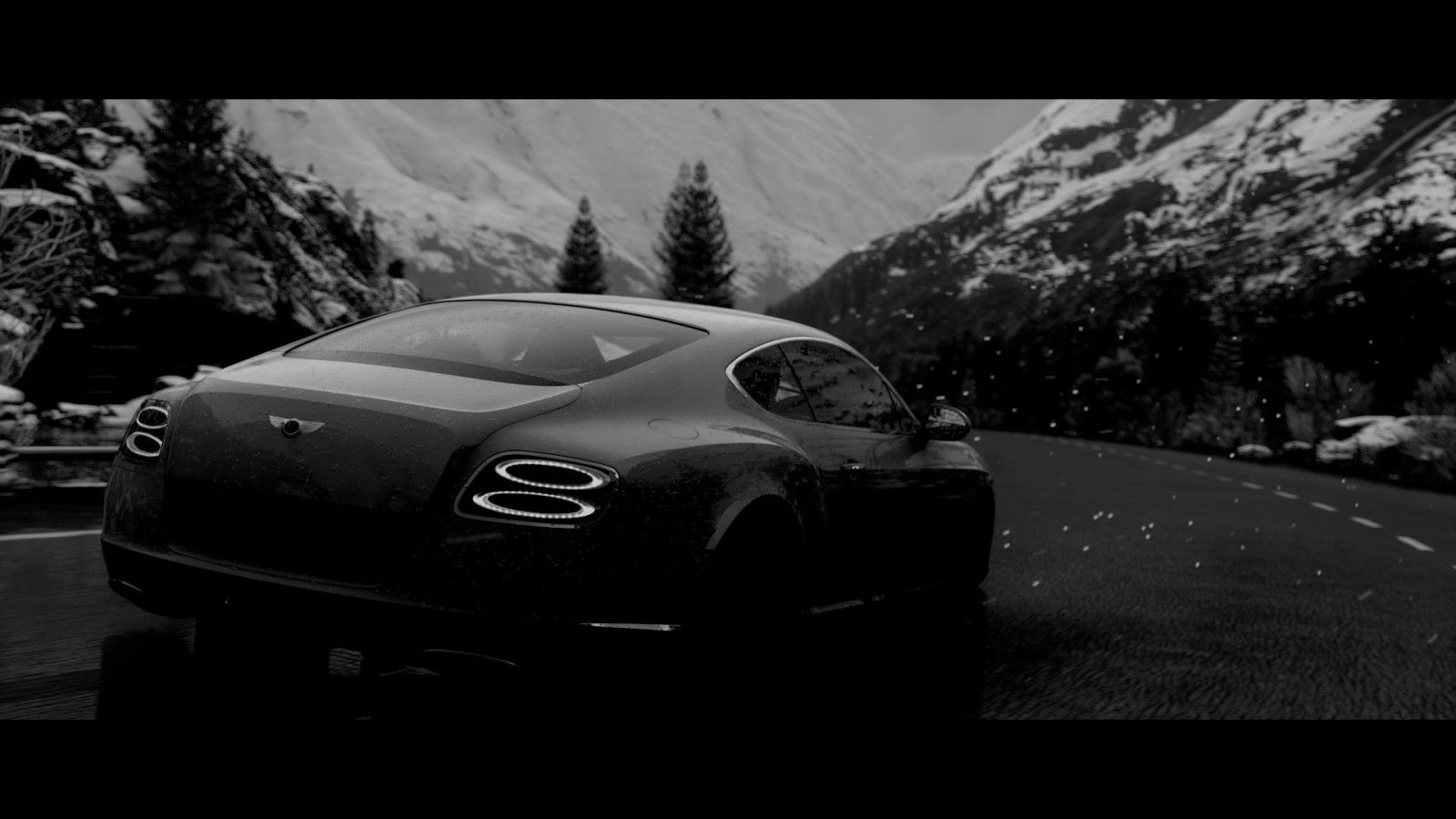 Wallpaper, rain, sports car, Driveclub, Convertible, Bentley Continental GT, wheel, supercar, black and white, monochrome photography, land vehicle, automotive design, automobile make, luxury vehicle 1920x1080 Wallpaper