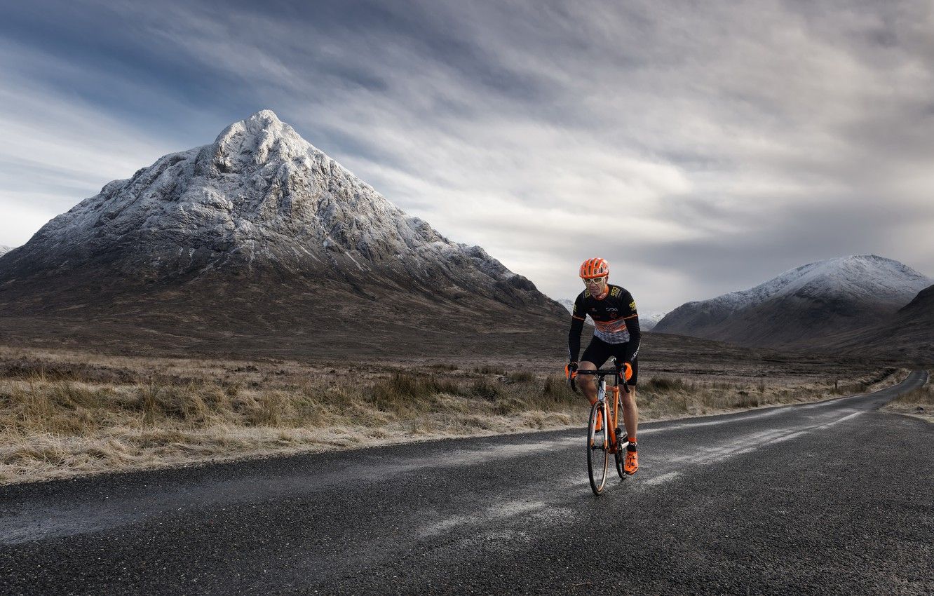 Wallpaper road, bike, mountain image for desktop, section спорт
